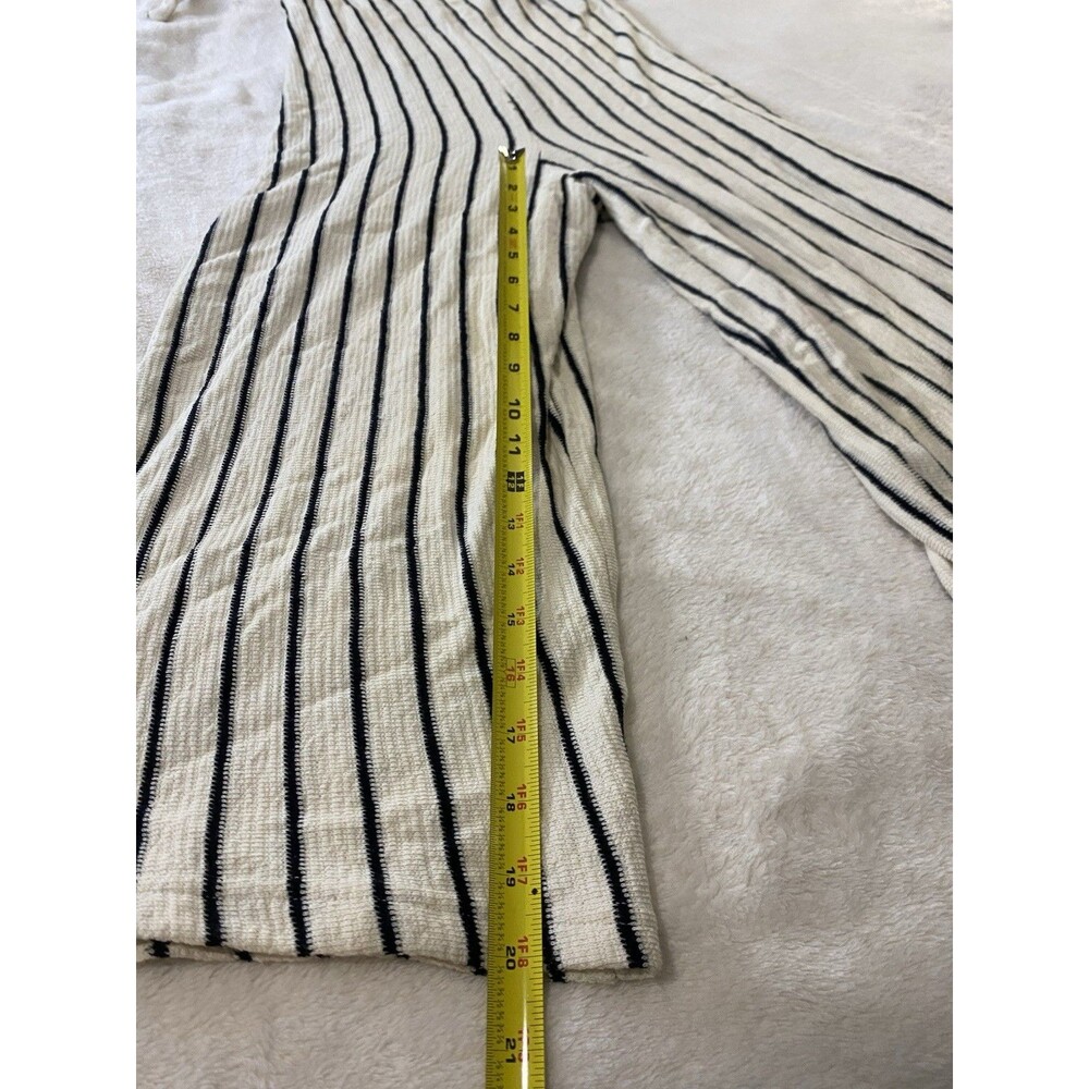 Chelsea & Violet Striped Jumpsuit Women XS Cream Black Tie Strap Wide Leg Romper - Picture 5 of 10